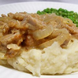 Breaded Pork With Onions and Gravy recipe