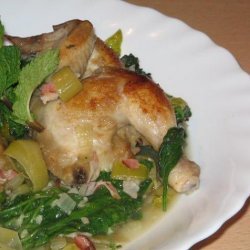 Braised Spatchcocks With Spinach recipe