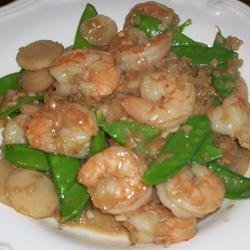 Shrimp with Ginger and Snow Peas recipe
