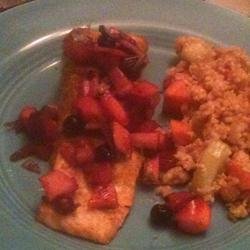 Curried Salmon with Summer Fruit Chutney recipe
