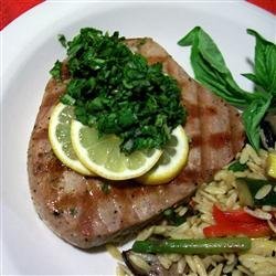 Swordfish Steaks with Arugula and Basil Sauce recipe