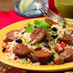 Cuban Beans and Rice with Chipotle Chorizo Chicken Sausage recipe