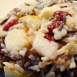 Festive Coconut Wild Rice with Cranberries and Pears recipe