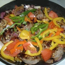 Sausages, Pepper & Mushroom Scramble recipe