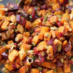 Roasted Sweet Potato Salad With Cranberry-Chipotle Dressing recipe
