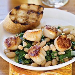 Seared Scallops With Warm Tuscan Beans recipe