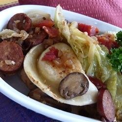 Cabbage, Polish Sausage, and Pierogies recipe