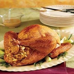 Roasted Dijon and Apple-Glazed Turkey with Fruited Stuffing recipe