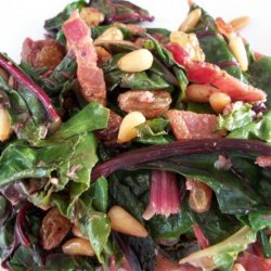 Baby Swiss Chard With Bacon, Pine Nuts and Raisins recipe