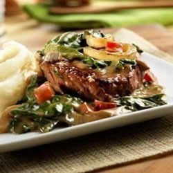 Beef Sirloin Steak With Baby Spinach recipe