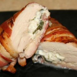 Creamy Stuffed Chicken Wrapped in Applewood Smoked Bacon #RSC recipe