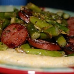 Chicken Sausage and Asparagus over Polenta recipe