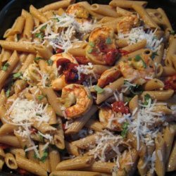 Whole Wheat Pasta With Roasted Shrimp and Cherry Tomatoes recipe