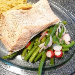 Poached Salamon With Green Bean Salad recipe