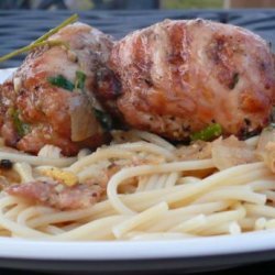 BBQ Chicken Thigh Roll in White Wine Pasta Sauce (Chicken Bragjo recipe