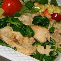 Pea Shoots and Chicken in Garlic Sauce recipe