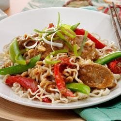 Spicy Thai Pork with Vegetables and Sesame Noodles recipe