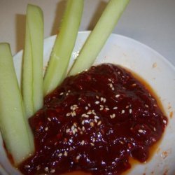 Simple Spicy Korean Hot Red Pepper Paste Dip for Cucumbers recipe