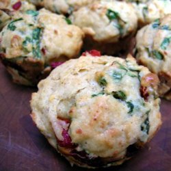 Savory Spinach, Feta, and Roasted Red Pepper Muffins recipe