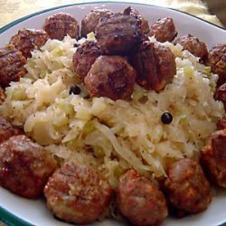 Polish Smoked Meatballs With Savory Kraut recipe
