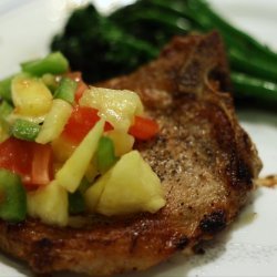 Pan-Grilled Pork Chops With Grilled Pineapple Salsa recipe