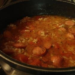Rice and Hot Dogs Soup recipe