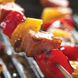 Peachy Barbecued Ham Kabobs recipe