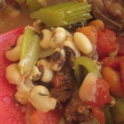 Black-Eyed Peas with Pork and Greens recipe