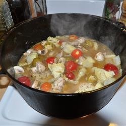 Braised Chicken and Artichoke Hearts with Lemon, Cherry Peppers and Thyme recipe