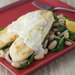 Tilapia Fillets with Tuscan White Bean & Spinach Salad recipe