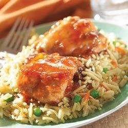 Savory Apricot Chicken with Vegetable Rice recipe