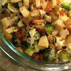 Roasted Brussels Sprouts with Apples, Golden Raisins, and Walnuts recipe