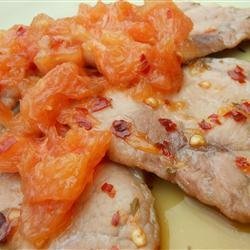 Benji's Pork Chops with Grapefruit Relish recipe