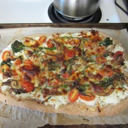 White Shiitake Broccolini Tomato Pizza recipe