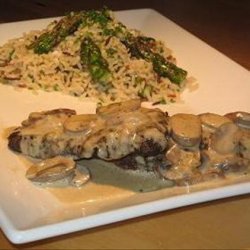 Ostrich Steaks With Mushroom Vanilla Sauce and Wild Rice With As recipe