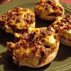 Bacon & Cheese Topped Chili Meatloaf Bagels recipe