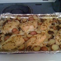Broiled Chicken Breasts with Herbs, Carrots, and Red Potatoes recipe