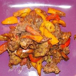 Savory Chicken Livers with Sweet Peppers and Onions recipe