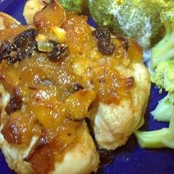Broiled Chicken Breasts with Chutney-Lime Glaze and Broccoli Slaw recipe