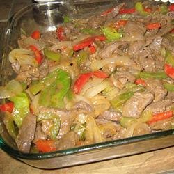 Venison Steak with Peppers and Onions recipe