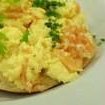 Smoked Salmon Scrambled Eggs and Chives on Pancakes recipe