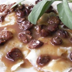 Chicken & Wild Mushroom Ravioli With Cherry Sage Sauce recipe
