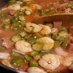 Smothered Okra Wth Shrimp recipe