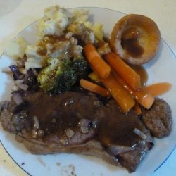 Pan Fried Beef, Mash Potatoes and Vegetables recipe