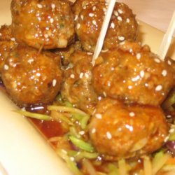 Meatballs in a Sweet 'n Spicy Asian Sauce With Warm Asian Slaw recipe
