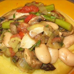 Butter Bean and Spring Veggie Saute With Polenta recipe