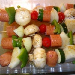 Summer Time Yum - Sausage and Vegetable Kabobs on the Grill recipe