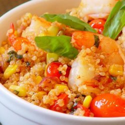 Quinoa and Shrimp With Fresh Corn and Cherry Tomatoes recipe