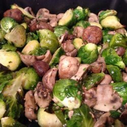 Roasted Brussel Sprouts With Mushrooms & Bacon recipe