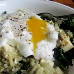 Poached Eggs and Kale over Rice recipe